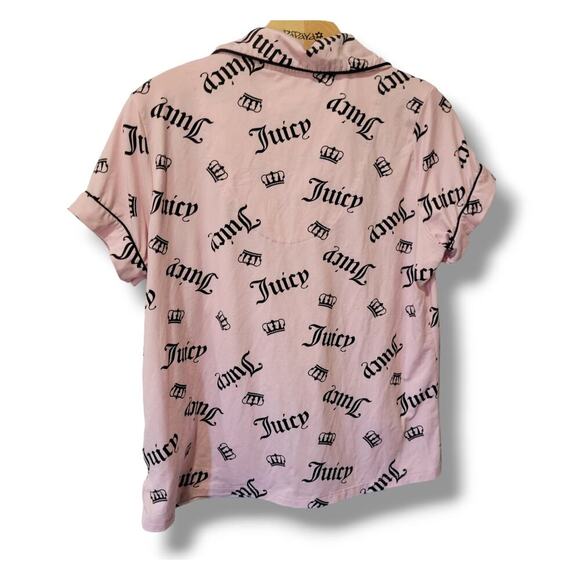 Juicy Couture sleepwear women's pink short sleeves button-down Pajama shirt - Picture 5 of 8